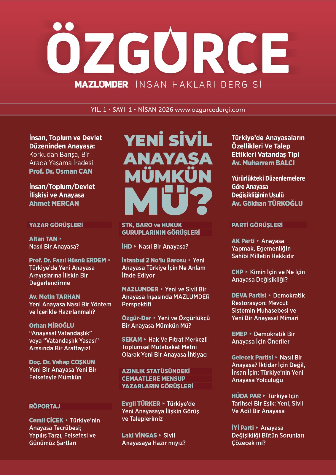 Sayı 1 (Nisan 2026)